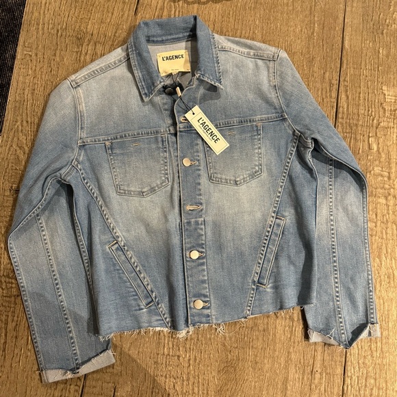 L’Agence Janelle Slim Raw Edge Denim Jacket. - Picture 10 of 11